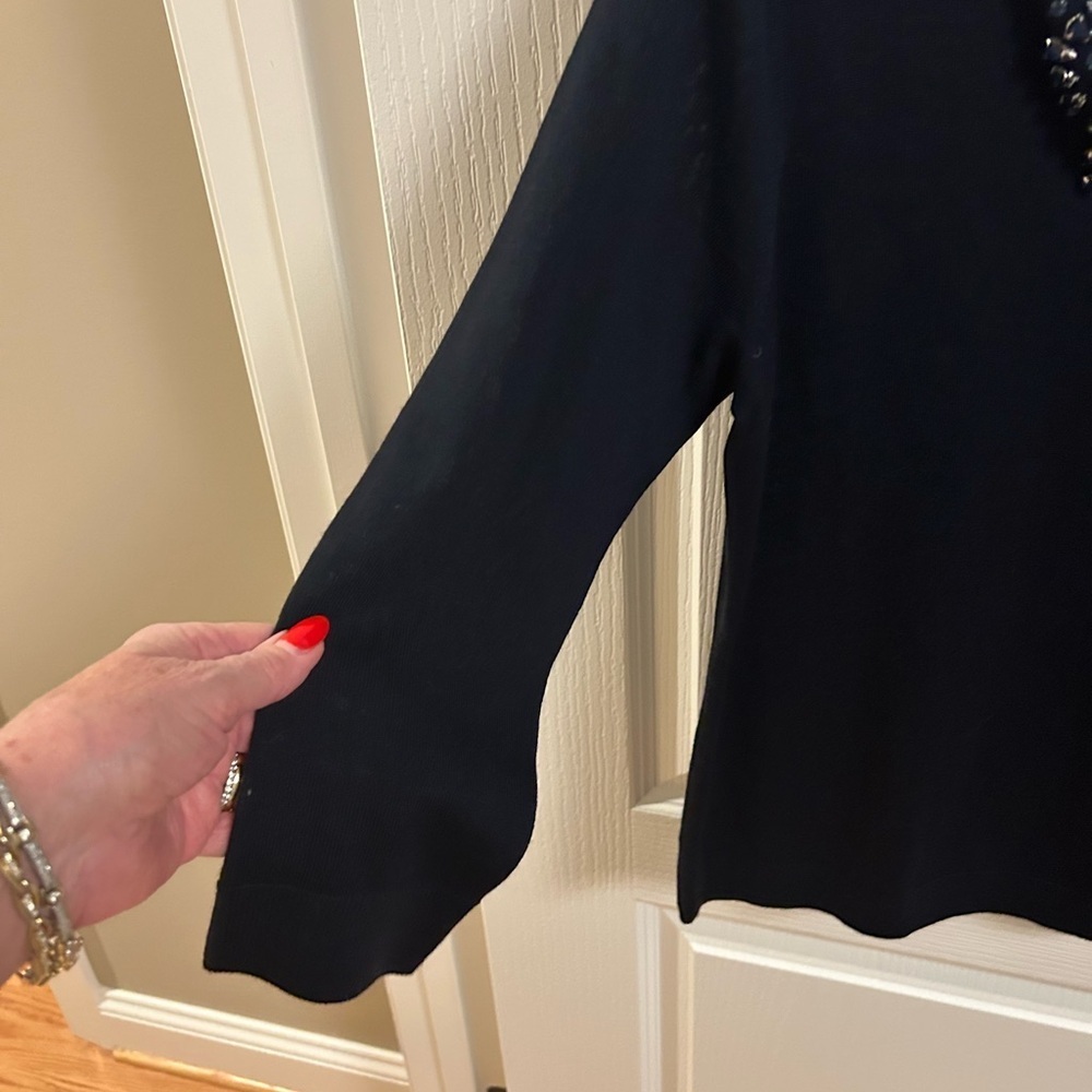 Talbots Midnight Blue Beaded Blouse - Picture 2 of 5